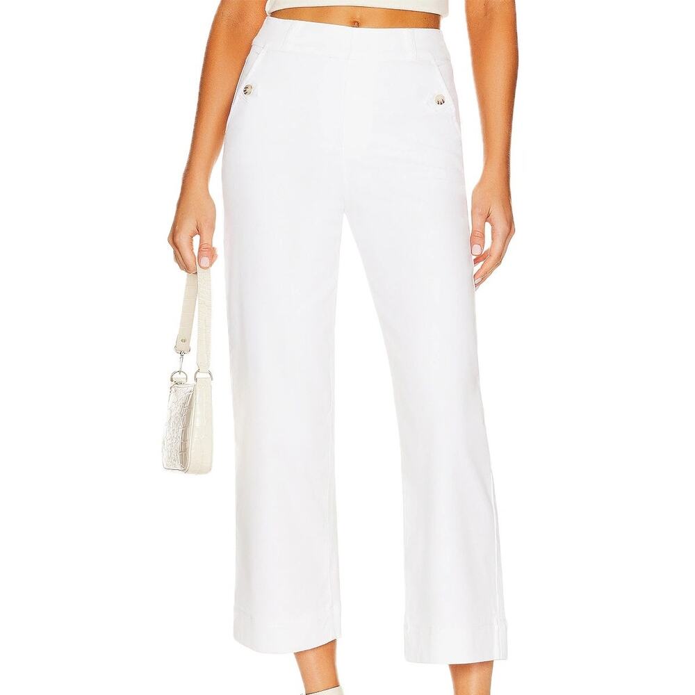 Spanx Coastal White Sailor Pocket Stretch Twill Cropped Wide Leg Pants
